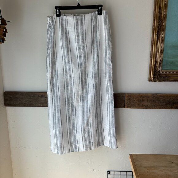 ASOS Design Maxi Skirt Lightweight Cotton Polyester Blend 10 White Gray Stripes - Picture 3 of 10